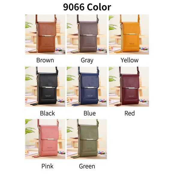 Stylish Woman's Soft Leather Touch Screen Cell Phone Purse Wallet With Strap - Picture 7 of 7